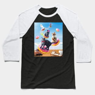 Cat Donut - Cats Riding Donuts Baseball T-Shirt